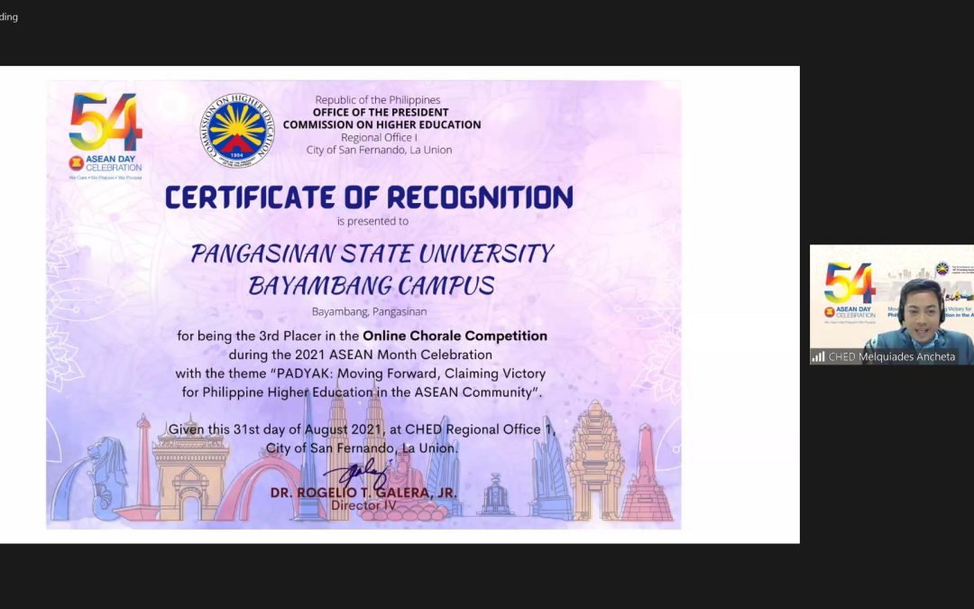 PSU BC Himig Ensemble Grabs 3rd Place During 2021  ASEAN Month Celebration’s Chorale Competition