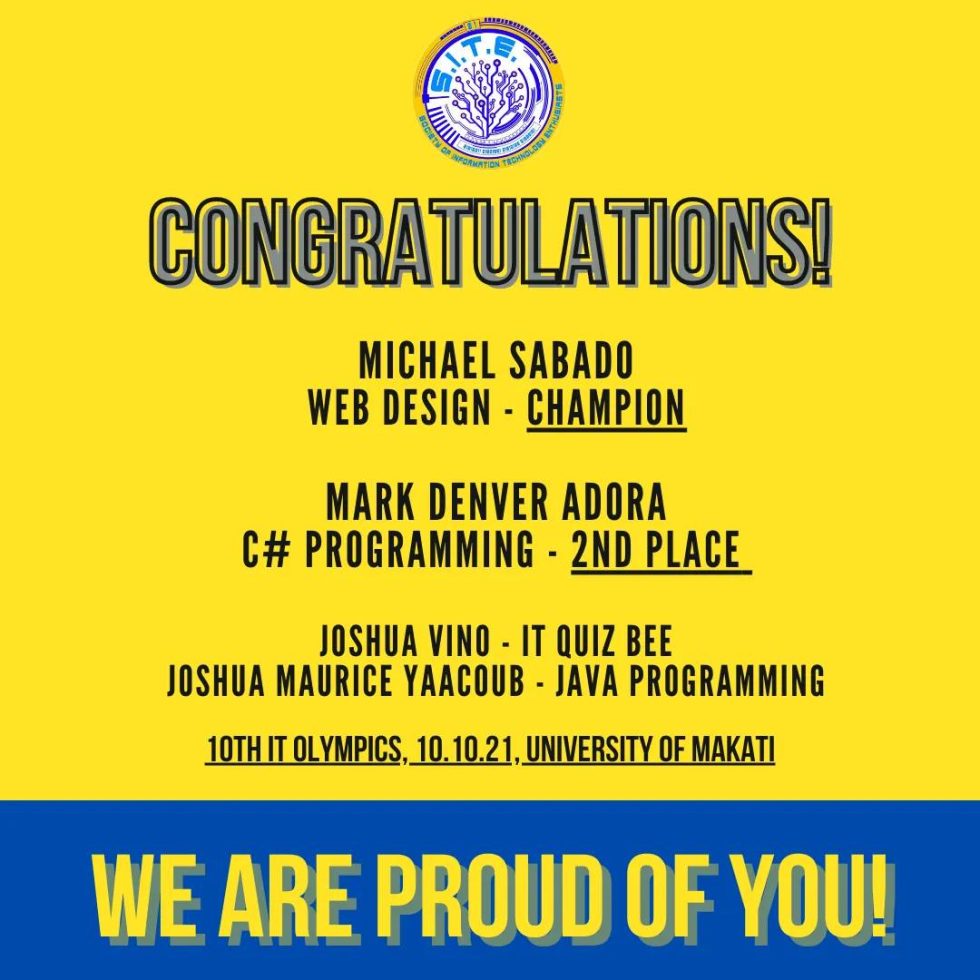 PSU UCC Studes Bag Awards During the 10th IT Olympics Pangasinan