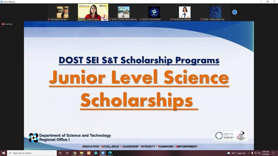 Aspiring PSUnian DOST JUNIOR LEVEL SCIENCE SCHOLARS Attend Virtual Scholarship Campaign