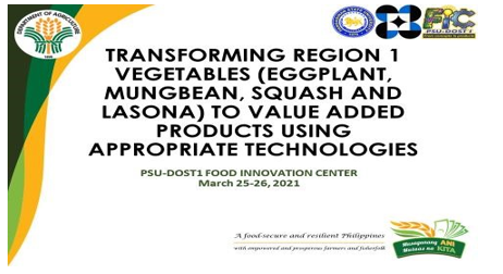 PSU-DOST 1 FOOD INOVATION CENTER: Delivering Productive Outputs in the New Normal