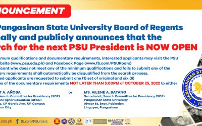 NOTICE OF SEARCH FOR PSU PRESIDENCY