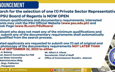 The search for the selection of one (1) Private Sector Representative to the PSU Board of Regents is NOW OPEN!