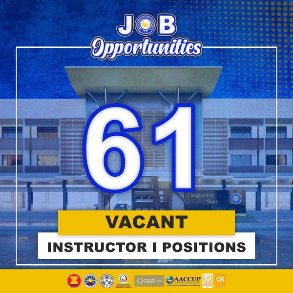 61 Vacant Instructor I (Contractual) Positions for the 2nd Semester, A.Y. 2023-2024