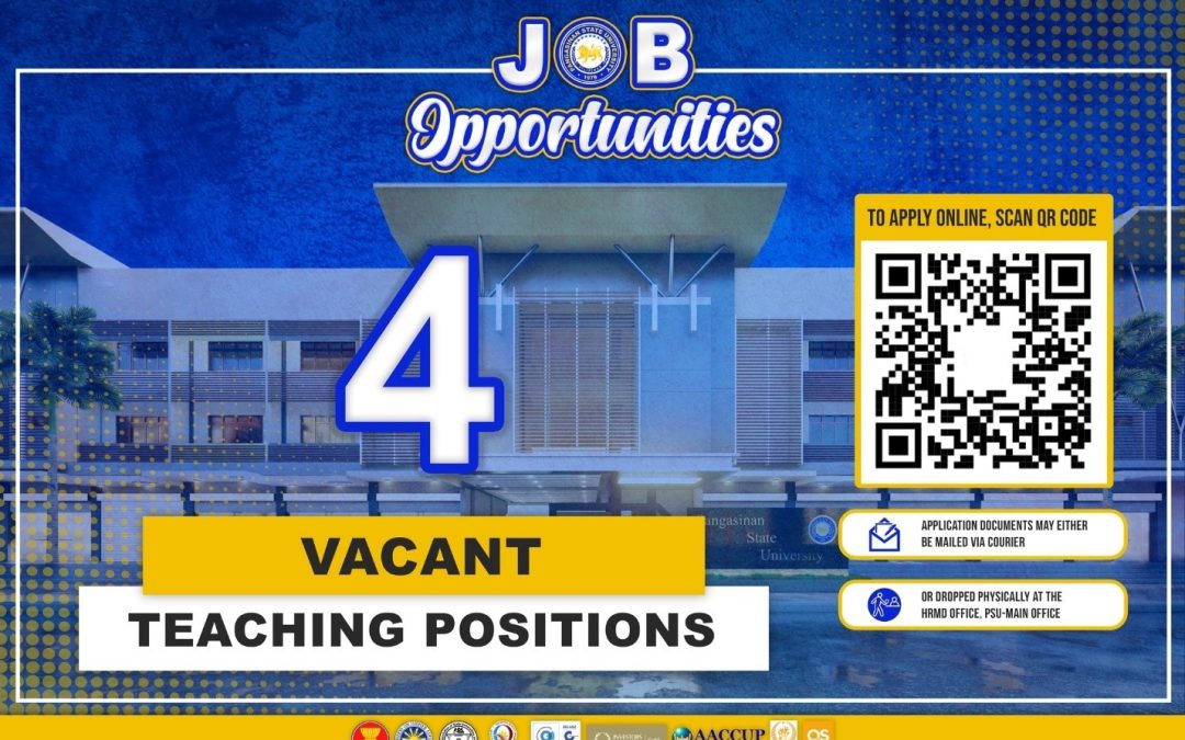 4 Vacant Teaching Positions (2 Associate Professor V and 2 Instructor I) for the 2nd Semester, A.Y. 2022-2023